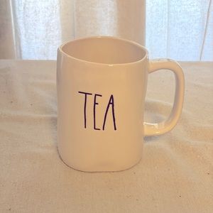 White dimpled Rae Dunn Tea mug